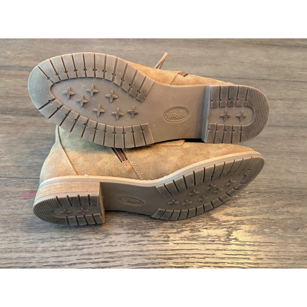 Eurosoft Winterbury Booties Women 7.5 Tan Lace Up Side Zip Faux Suede Ankle - Picture 5 of 8
